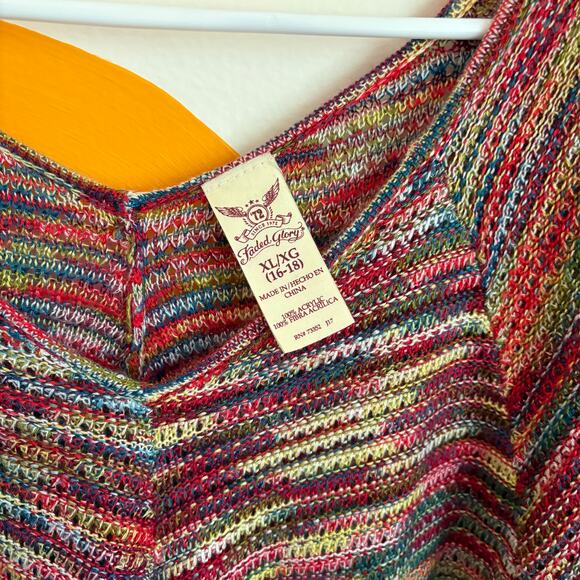 Boho Festival Crochet Tunic Womens XL Knit Fall Autumn Colors Warm - Picture 3 of 6